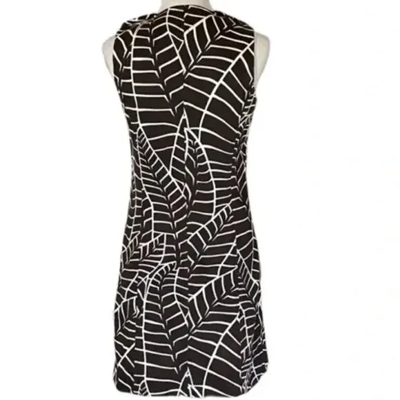 TORY BURCH Brown & White Leaf Print Zip-Up Corduroy Shift Dress, Size 4 - Picture 5 of 5